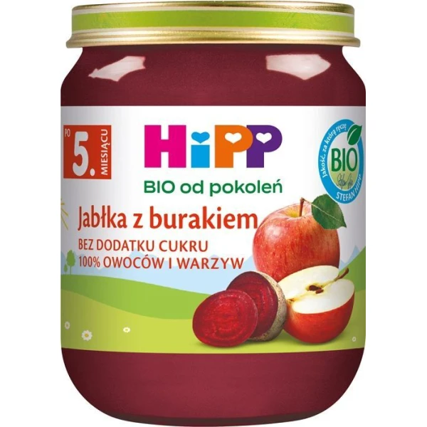 Hipp, jabłka z burakiem, Bio, po 5 miesiącu, 125g