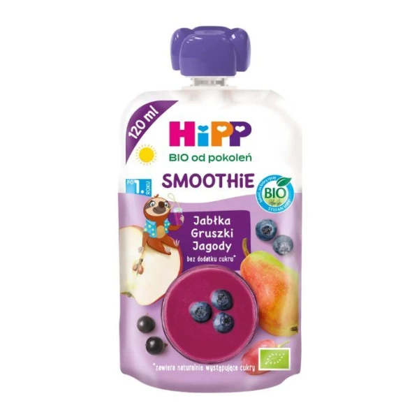 [DATA - 2026-09-22] Hipp, Smoothie, jabłka, gruszki i jagody, po 1 roku życia, 120ml