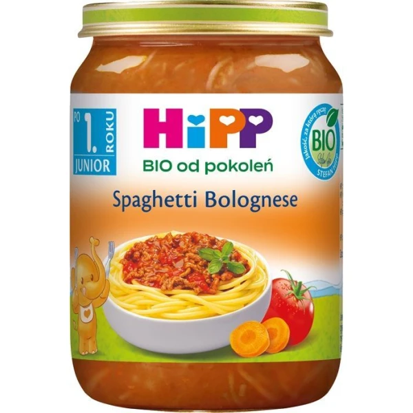Hipp, spaghetti bolognese, Bio, po 12 miesiącu, 250g