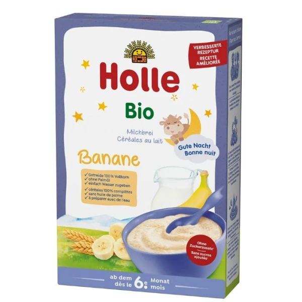 Holle, kaszka manna, mleczno-bananowa, Bio, po 6 miesiącu, 250g