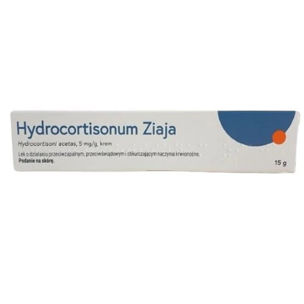 Hydrocortisonum Ziaja, 5mg/g, krem o działaniu przeciwzapalnym, przeciwświądowym, obkurczającym naczynia krwionośne, 15g