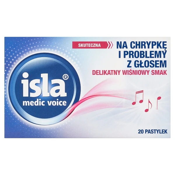 Isla Medic Voice, smak wiśniowy, 20 pastylek do ssania
