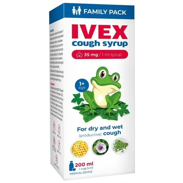 Ivex, syrop na kaszel suchy i mokry, po 1 roku życia, 200ml
