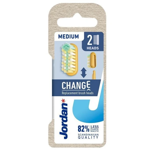 Jordan Change, wymienne główki do szczoteczki, Medium, 2 sztuki