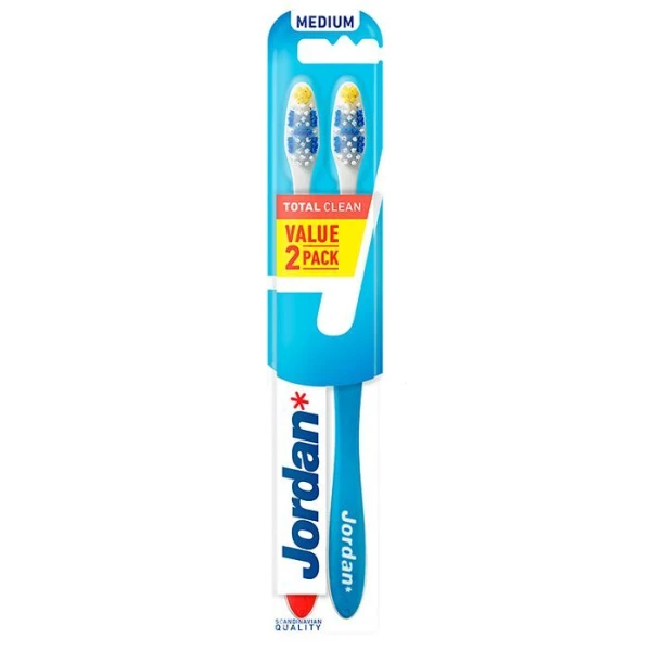 Jordan Total Clean, szczoteczka do zębów, medium, 2 sztuki