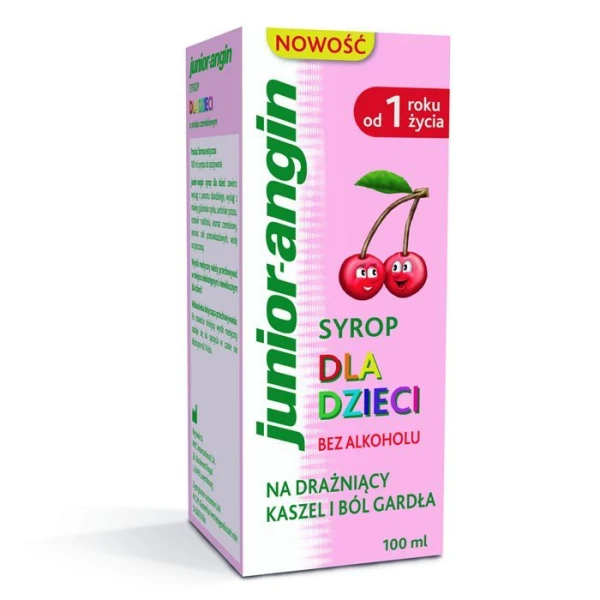 Junior-angin, syrop na kaszel i ból gardła, dla dzieci od 1 roku życia, 100ml