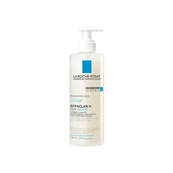 La Roche-Posay Effaclar H Iso-Biome, kojący krem myjący przeciw niedoskonałościom, 390ml