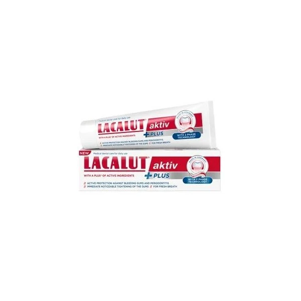 Lacalut Aktiv Plus, pasta do zębów chroniąca przed krwawieniem dziąseł i parodontozą, 75ml