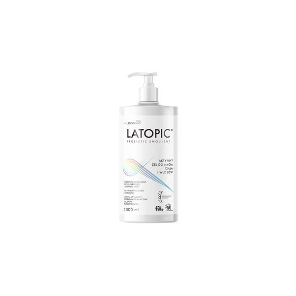 Latopic, aktywny żel do mycia ciała i włosów, skóra atopowa, od urodzenia, 1000ml