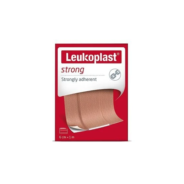 Leukoplast, Strong, plaster z opatrunkiem, cielisty, 6cm x 1m, 1 sztuka
