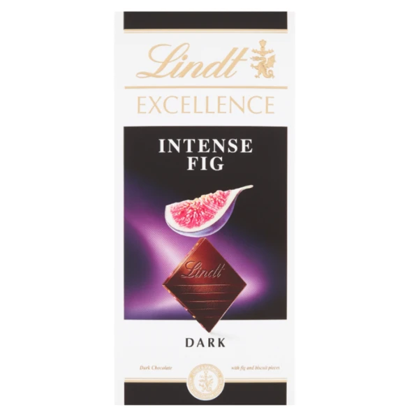 Lindt Excellence Dark, czekolada ciemna, z nadzieniem figowym i kawałkami herbatników, 100g