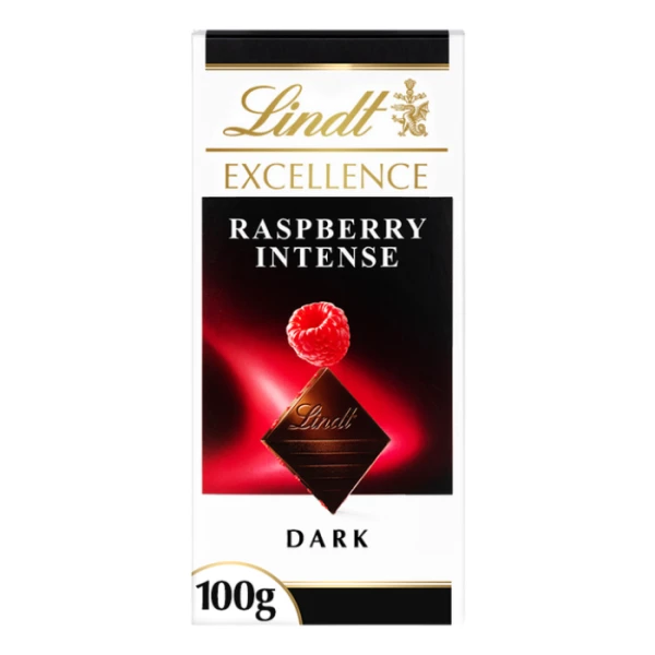 Lindt Excellence Dark, czekolada ciemna, z kawałkami malin, 100g