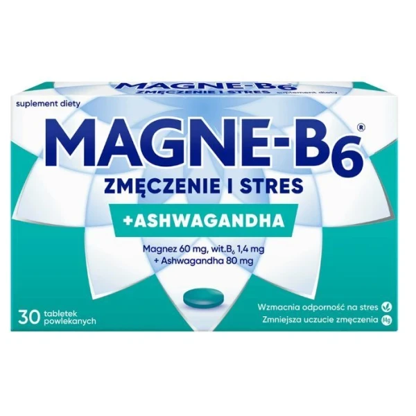 Magne-B6 Zmęczenie i Stres, Magnez i Ashwagandha, 30 tabletek