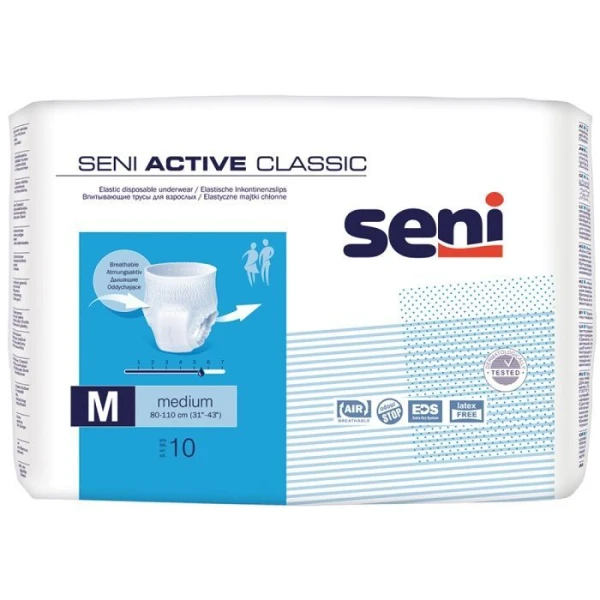 Majtki chłonne Seni Active Classic, rozmiar M, chłonność 5,5, 10 sztuk