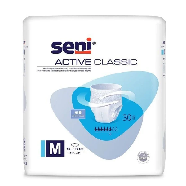 Majtki chłonne Seni Active Classic, rozmiar M, chłonność 6/8, 30 sztuk