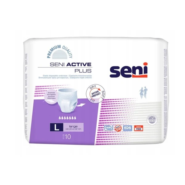 Majtki chłonne Seni Active Plus, rozmiar L, chłonność 7, 10 sztuk