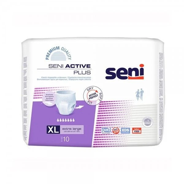 Majtki chłonne Seni Active Plus, rozmiar XL, chłonność 7, 10 sztuk