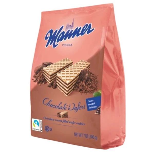 Manner Chocolate Wafers, wafelki z nadzieniem czekoladowym, 200g
