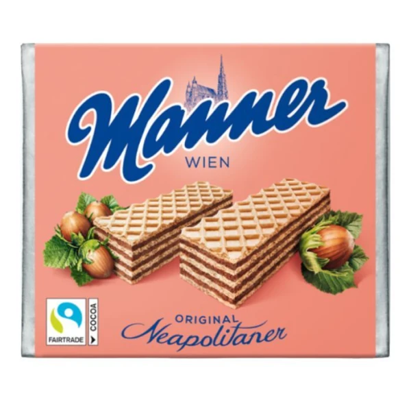 [DATA - 2026-10-13] Manner Original Neapolitaner, wafelki z nadzieniem orzechowym, 75g
