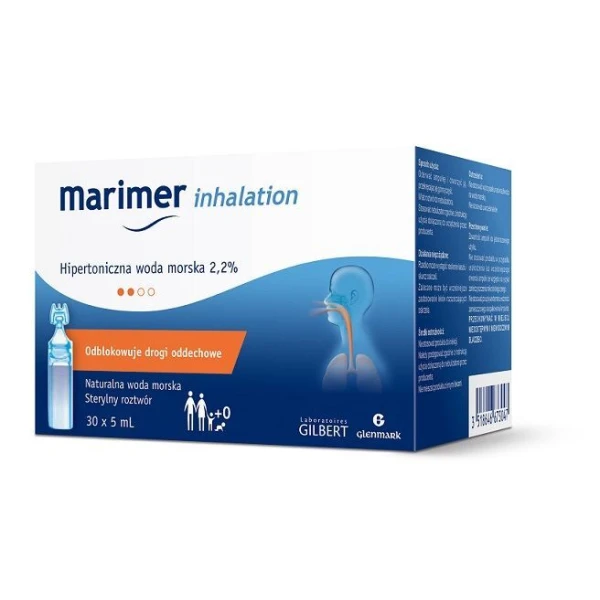Marimer Inhalation, hipertoniczna woda morska 2,2% do nebulizacji, 30 ampułek po 5ml