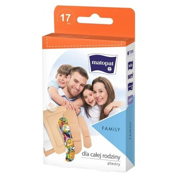 Matopat Family, plastry opatrunkowe, mix rozmiarów, 17 sztuk