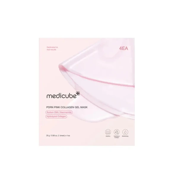 Medicube PDRN Pink Collagen Gel Mask, hydrożelowa, kolagenowa maska do twarzy, 4 sztuki, 28g