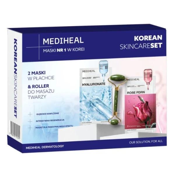 Mediheal, Korean Skin Set Care, maska w płachcie, 2 x 24ml + roller do masażu twarzy