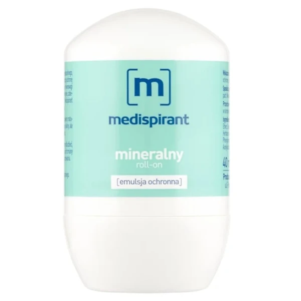 Medispirant, roll-on mineralny, emulsja ochronna z olejkiem bawełnianym, 40ml