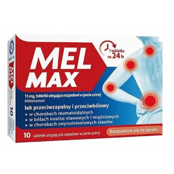 Mel Max 15mg,10 tabletek ulegających rozpadowi w jamie ustnej