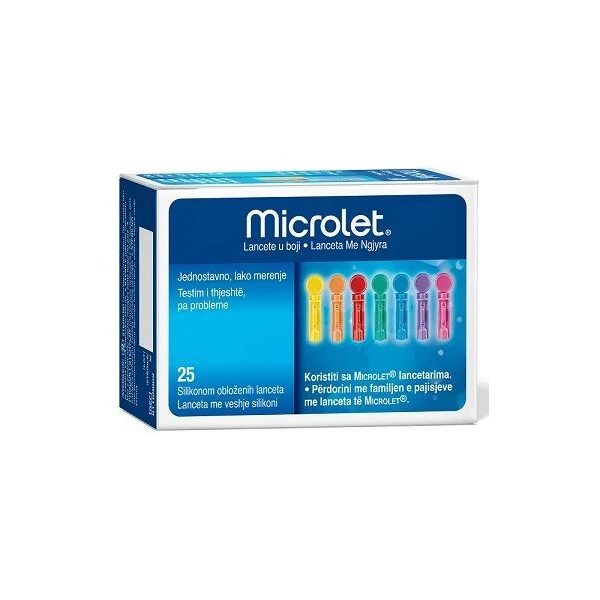 Microlet, kolorowe lancety do nakłuwacza, 25 sztuk