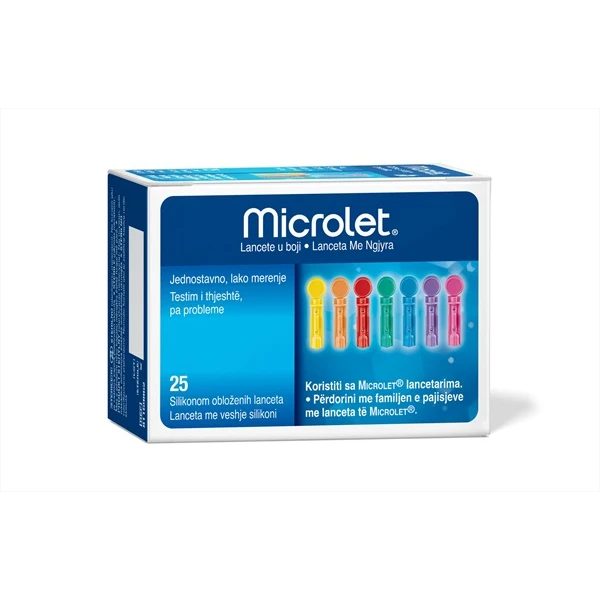 Microlet, kolorowe lancety do nakłuwacza, 25 sztuk