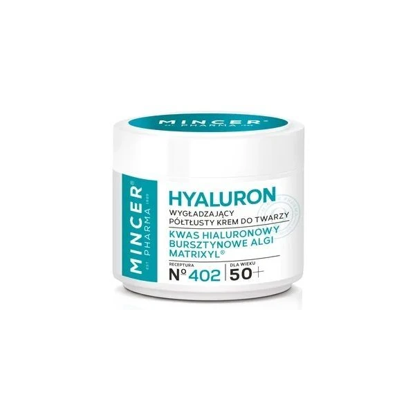 Mincer Pharma Hyaluron, wygładzający krem do twarzy 50+, półtłusty, 50ml