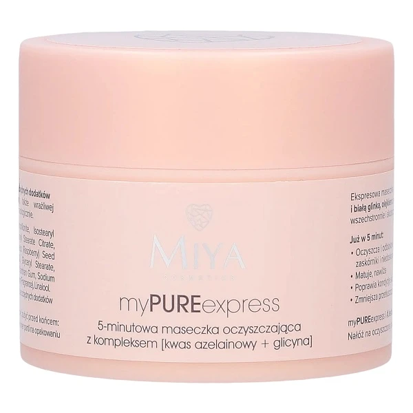 Miya Cosmetics, myPUREexpress, 5-minutowa maseczka oczyszczająca, z kwasem azelainowym i glicyną, 50g