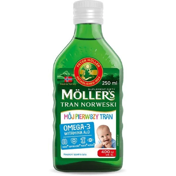Mollers Mój Pierwszy Tran Norweski, płyn, po 4 tygodniu życia, 250ml