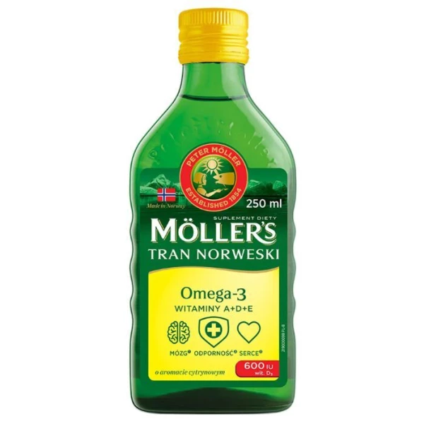 Mollers Tran Norweski, płyn, aromat cytrynowy, 250ml