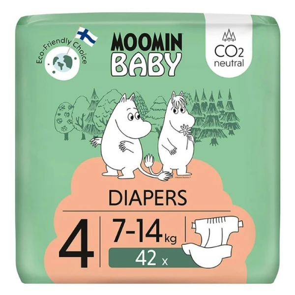 Moomin Baby, pieluchy, rozmiar 4, waga 7-14 kg, 42 sztuki