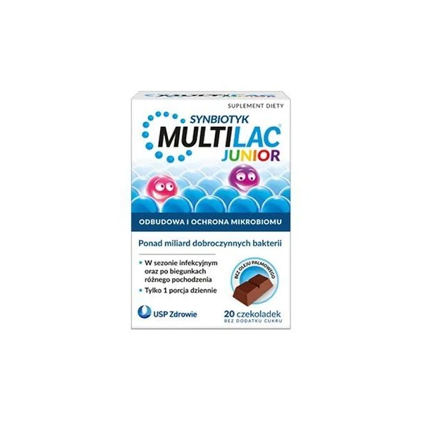 Multilac Junior Synbiotyk, po 3 roku życia, 20 czekoladek