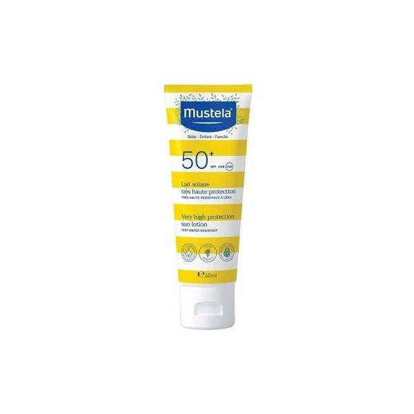 Mustela Bebe Enfant, mleczko przeciwsłoneczne do twarzy i ciała SPF 50+, od 1 dnia życia, 40ml