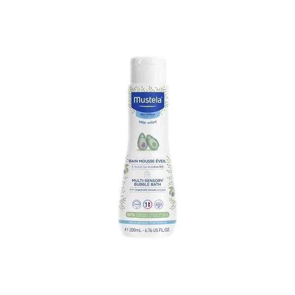 Mustela Bebe Enfant, płyn do kąpieli Bąbelkowa Kąpiel, z organicznym awokado, od urodzenia, 200ml