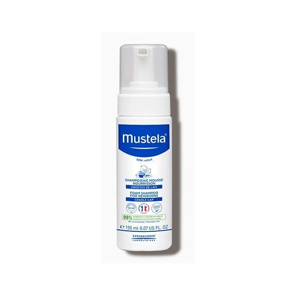 Mustela Bebe Enfant, szampon w piance na ciemieniuchę dla niemowląt, 150ml