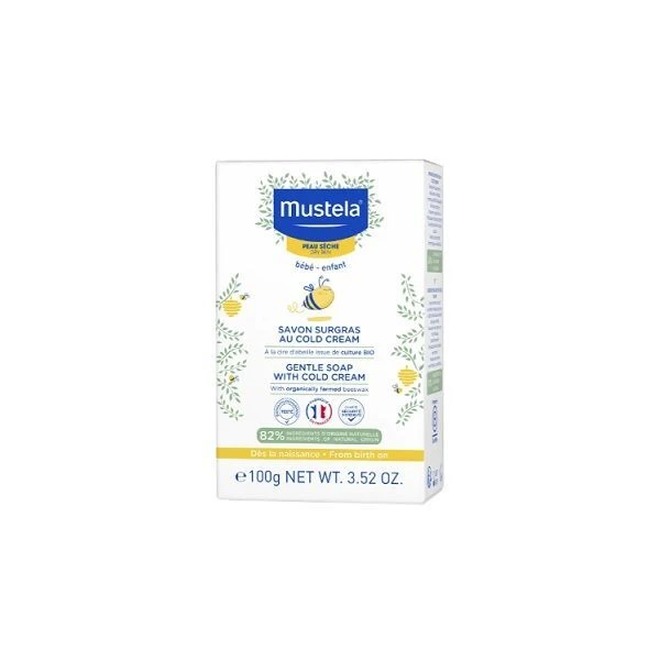 [DATA - 2026-09-30] Mustela, mydło w kostce z Cold Cream z organicznym woskiem pszczelim, od urodzenia, 100g