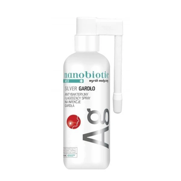 Nanobiotic Med Plus Silver, Gardło, antybakteryjny i łagodzący spray na infekcje gardła, 30ml