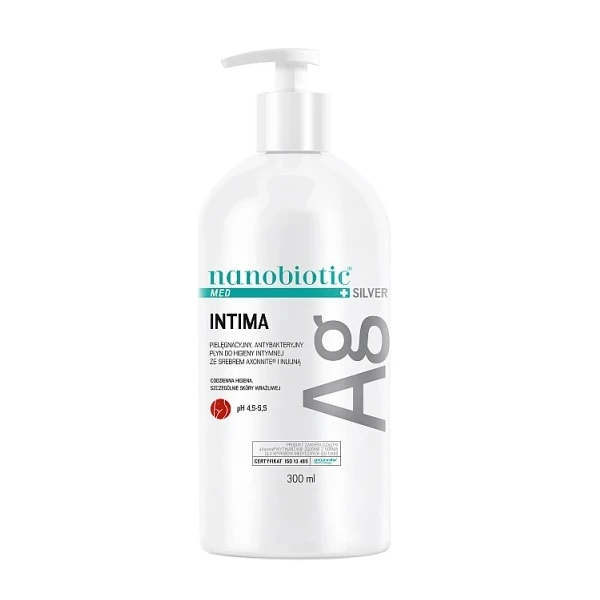 Nanobiotic Med Plus Silver, Intima, antybakteryjny płyn do higieny intymnej ze srebrem i inuliną, 300ml