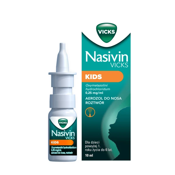 Nasivin Kids 0,25mg/ml, aerozol do nosa, dla dzieci po 1 roku życia, 10ml