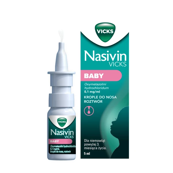 Nasivin Baby 0,1mg/ml, krople do nosa, po 3 miesiącu życia, 5ml