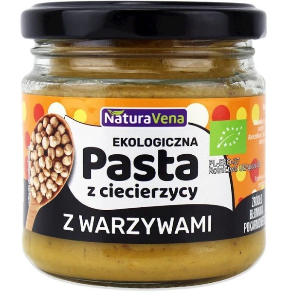 NaturaVena, pasta z ciecierzycy z warzywami, BIO, 185g