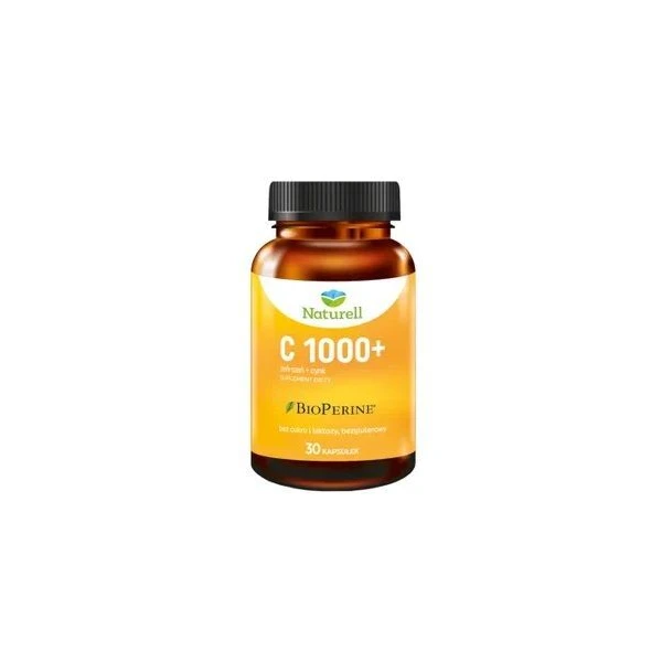 Naturell, C 1000+, witamina C, żeń-szeń, cynk, 30 kapsułek