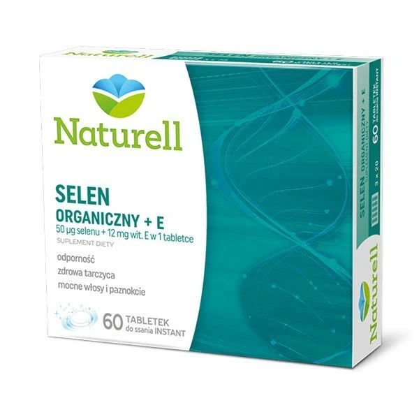 Naturell, Selen organiczny + E, 60 tabletek do ssania