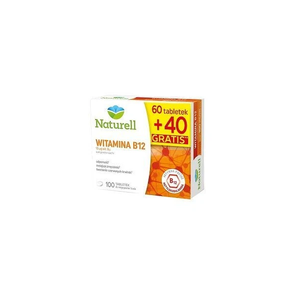 Naturell, Witamina B12, 60 tabletek do rozgryzania i żucia + 40 tabletek w prezencie