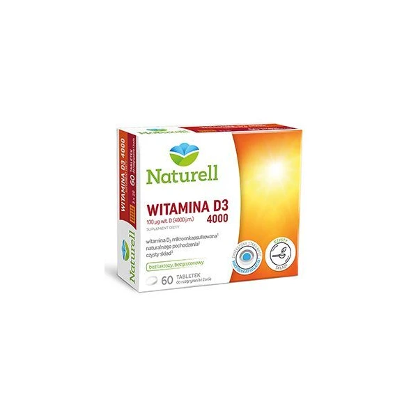 Naturell, Witamina D3 4000, 60 tabletek do rozgryzania i żucia